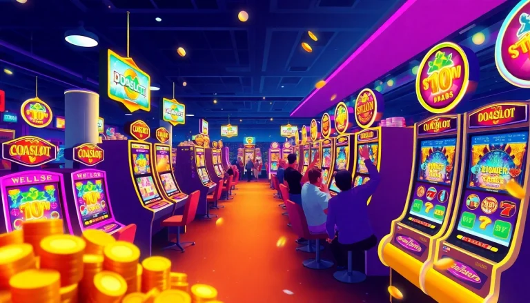 Exciting scene featuring doaslot gaming machines in a vibrant casino atmosphere.