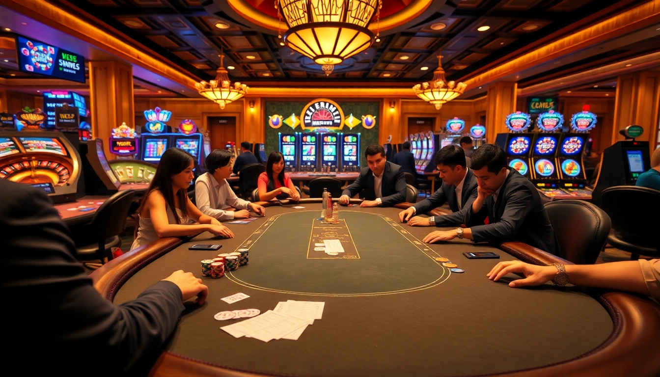 Engage with thrilling poker gameplay at https://mm88.nl/, showcasing vibrant casino ambiance and professional players.