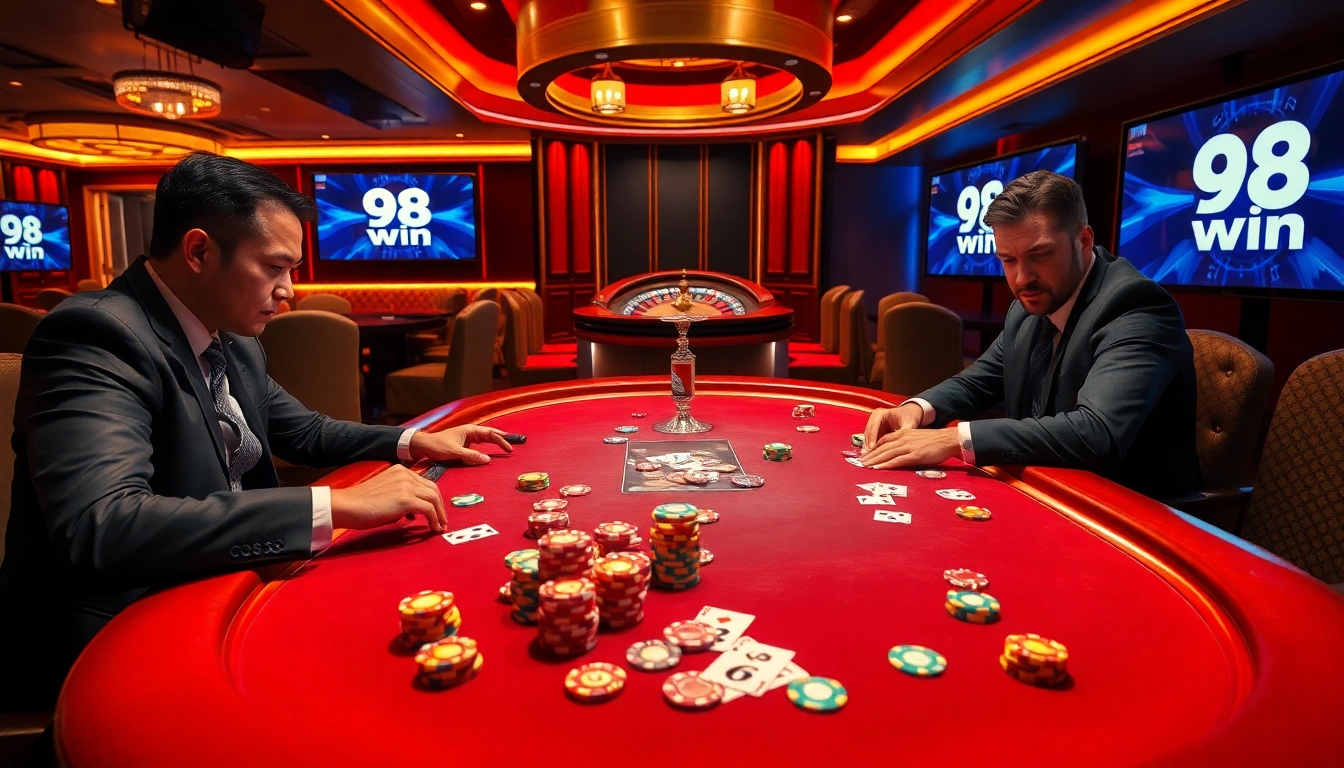 Engage in thrilling poker action at 98 win, where professional players compete for high stakes.