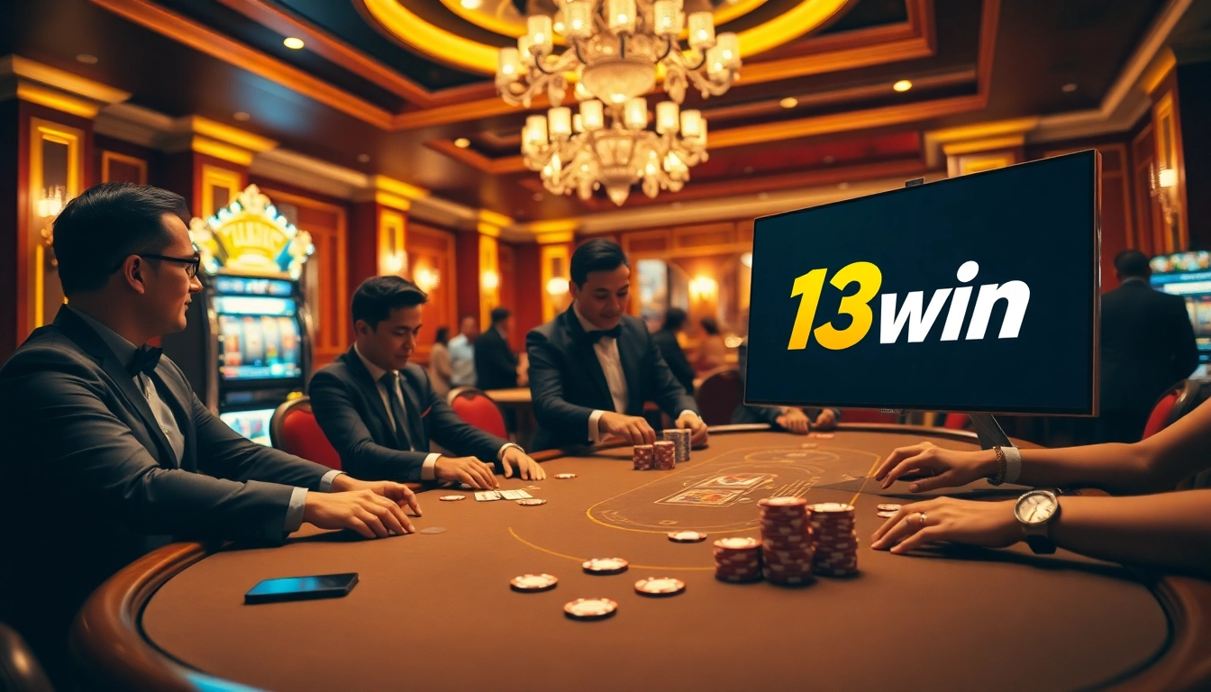Experience the excitement of 13win with dynamic poker action and engaging casino visuals.