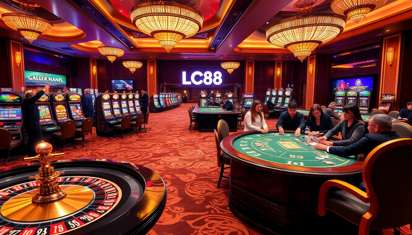 Experience the excitement of LC88 with vibrant casino games and professional atmosphere.