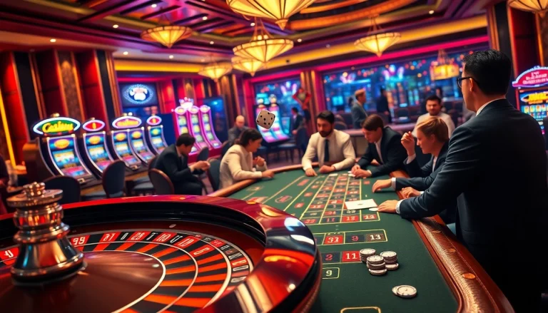 Kèo nhà cái betting highlights in an exciting casino scene with players at the poker table.