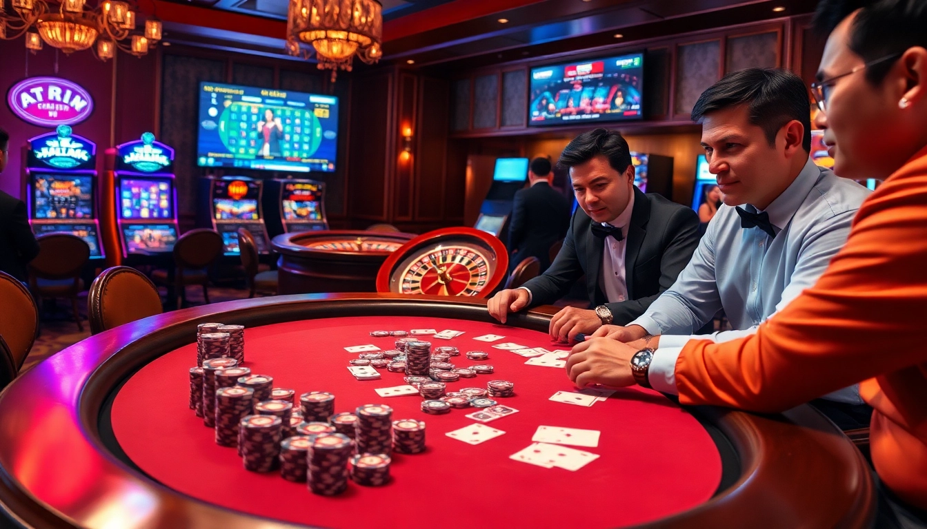 Experience the excitement at Trang Chủ XX88 with vibrant gaming tables and eager players.