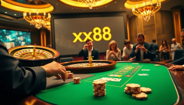 Experience thrilling gameplay at xx88's professional casino tables with vibrant action.