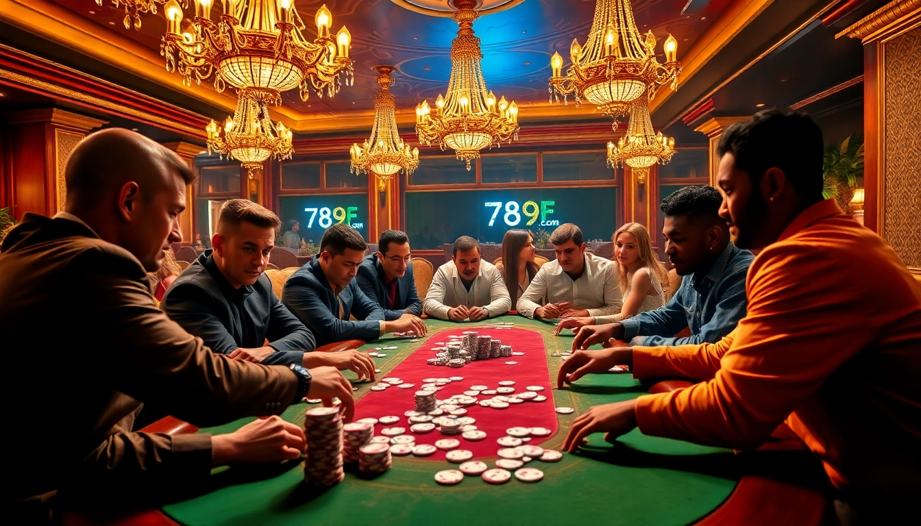 Engage with thrilling poker gameplay at 789f.com featuring luxurious casino ambiance.