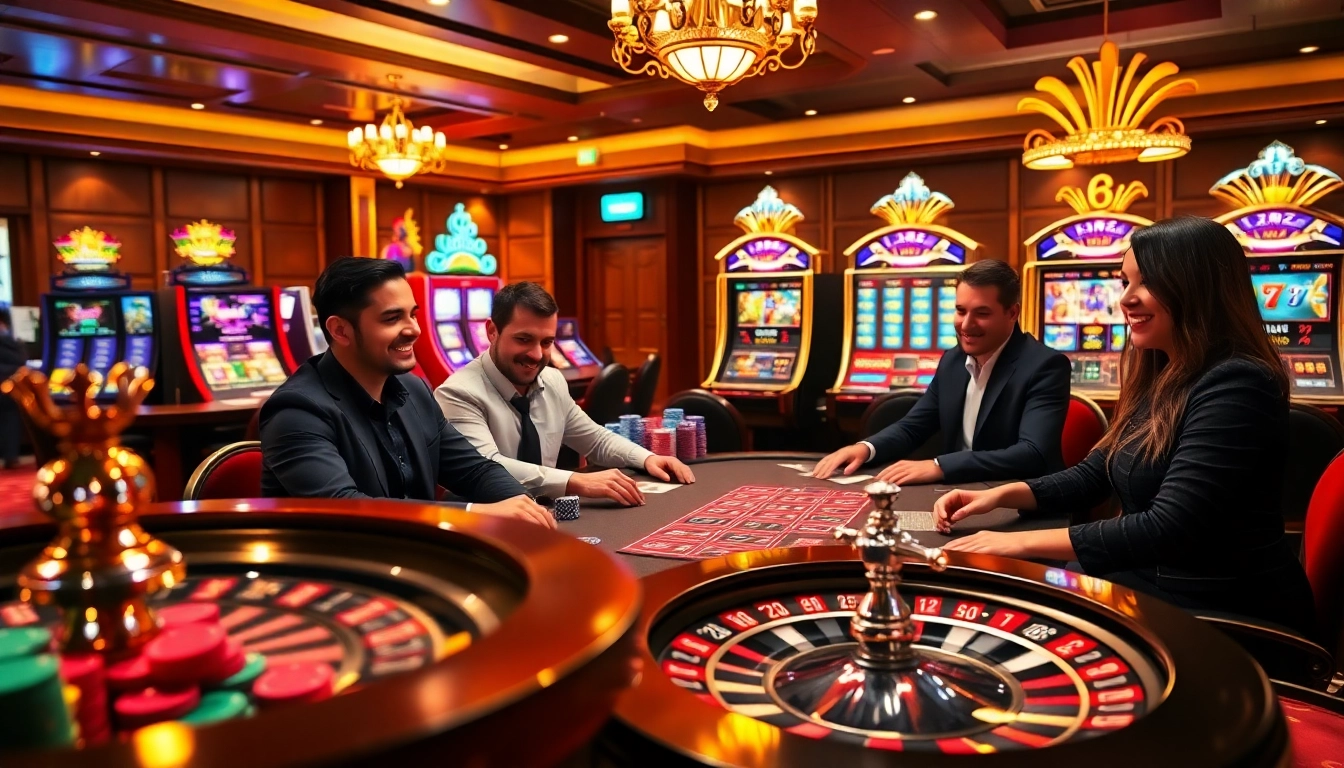 Download King88 app to enjoy the exciting atmosphere of a luxury casino with poker and roulette.
