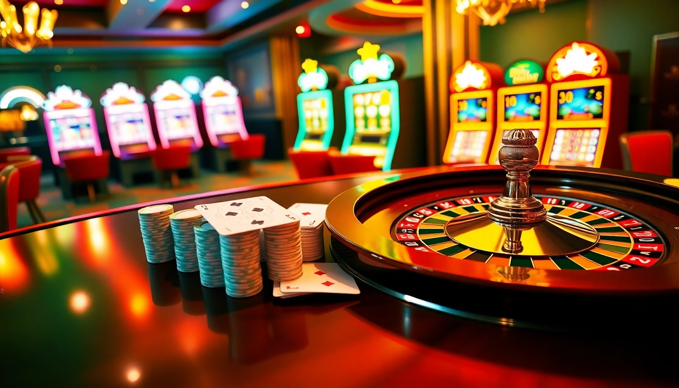 Experience the thrill of gambling at https://23wini.online with an elegant casino scene.