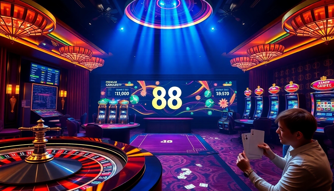 Experience the excitement at 88i with vibrant casino visuals featuring roulette and slot machines.