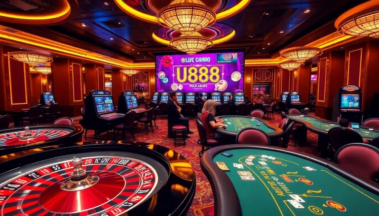Experience the thrill of U888 with exciting casino tables and vibrant gaming atmospheres.