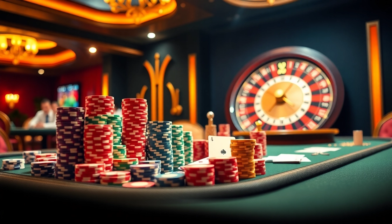 Experience thrilling games and strategies at https://www.6rwin55.com/ with poker chips and roulette wheels.