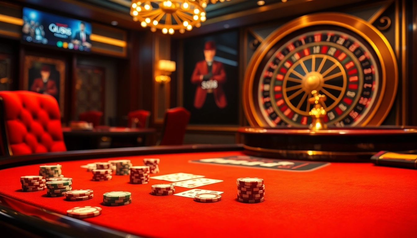 Experience the thrill of gambling with s8 poker chips and luxurious game tables in a vibrant casino.