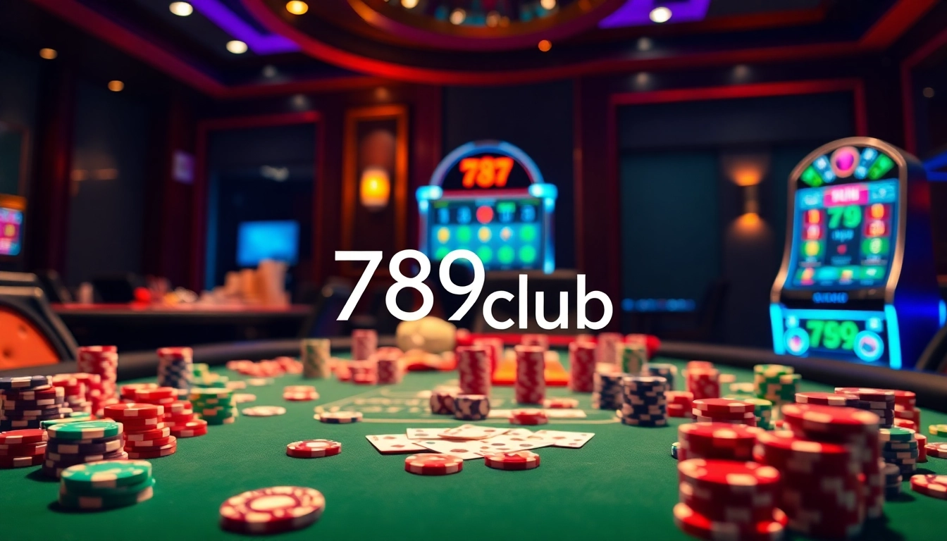 Experience the thrill of high-stakes poker at 789club with vibrant casino elements.