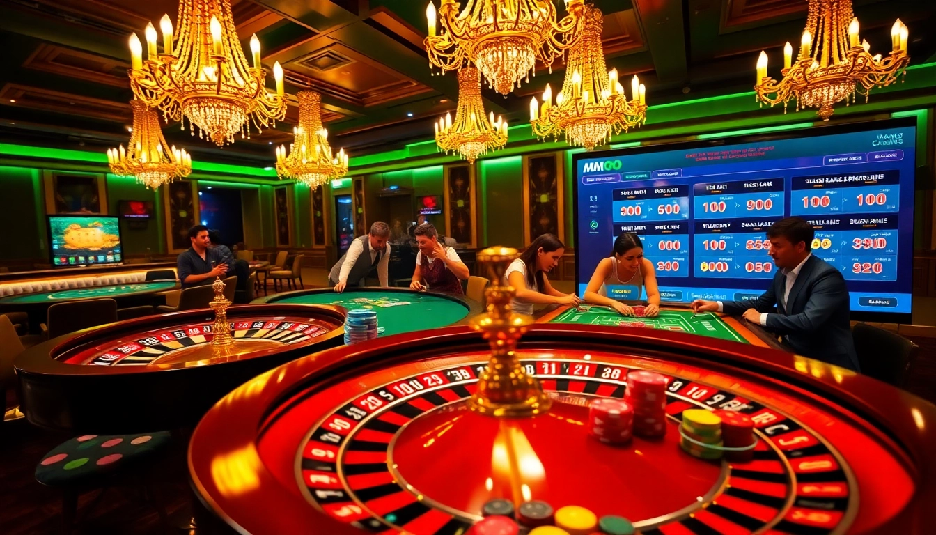 Experience the thrill of mmoo with an exciting casino scene featuring roulette and poker action.
