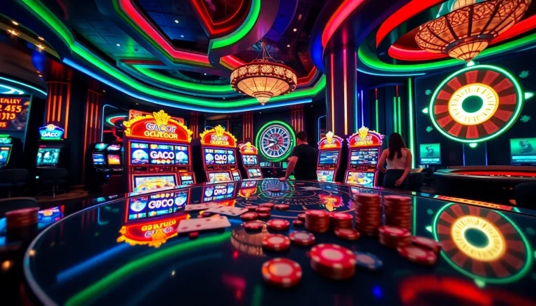 Players enjoying gacor slot machines in a vibrant casino atmosphere.