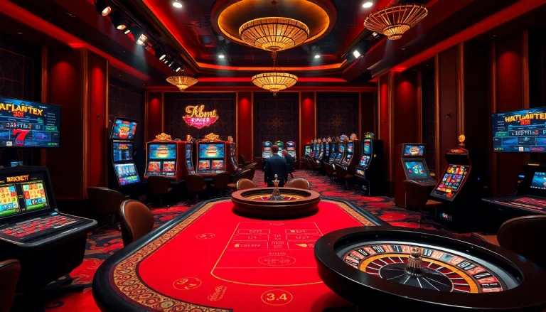 Experience excitement in a luxurious casino featuring the keyword link vào 8xbet amidst vibrant gaming visuals.