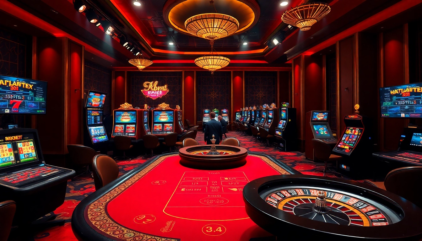 Experience excitement in a luxurious casino featuring the keyword link vào 8xbet amidst vibrant gaming visuals.