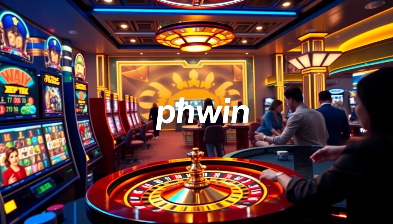 Experience thrilling gameplay at phwin with vibrant slot machines and engaging poker chips.