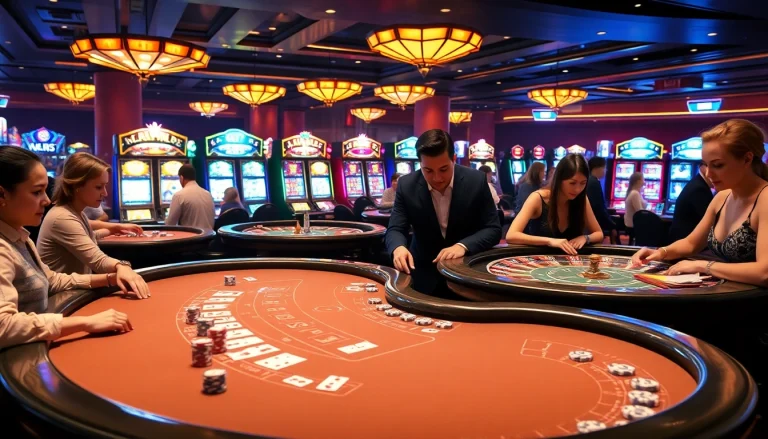Experience the excitement of BEM88 at the casino with luxurious tables and vibrant gaming action.