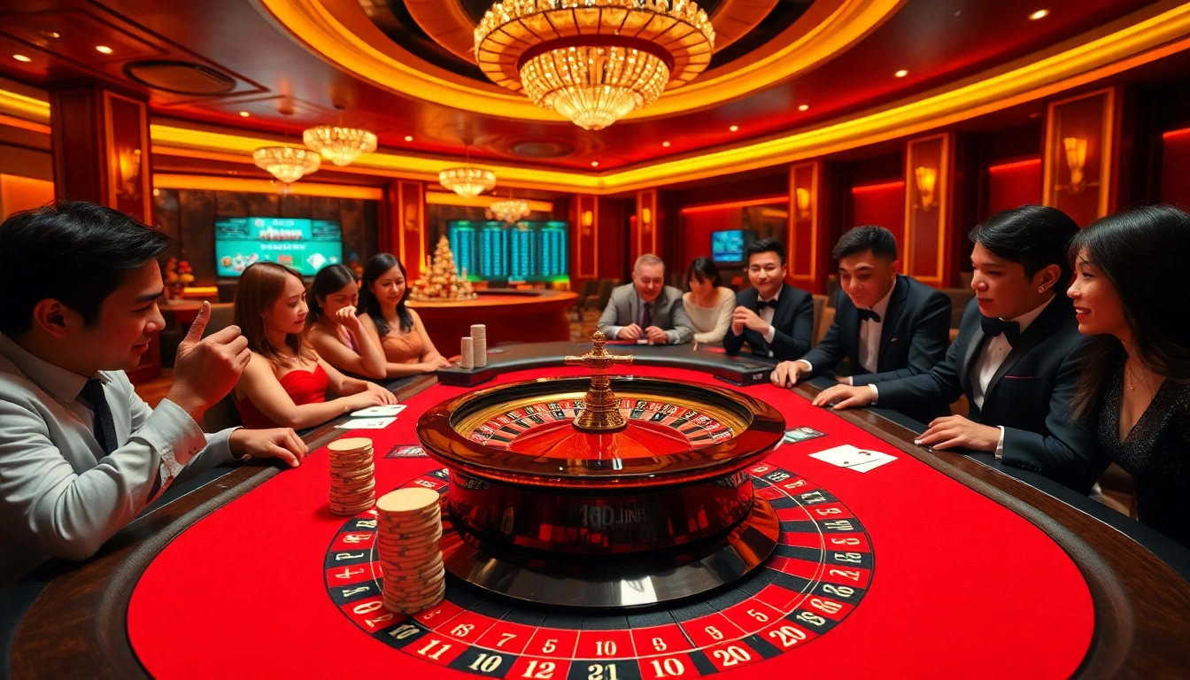 Excited players engaging with a roulette table while viewing keluaran china results on a digital screen.