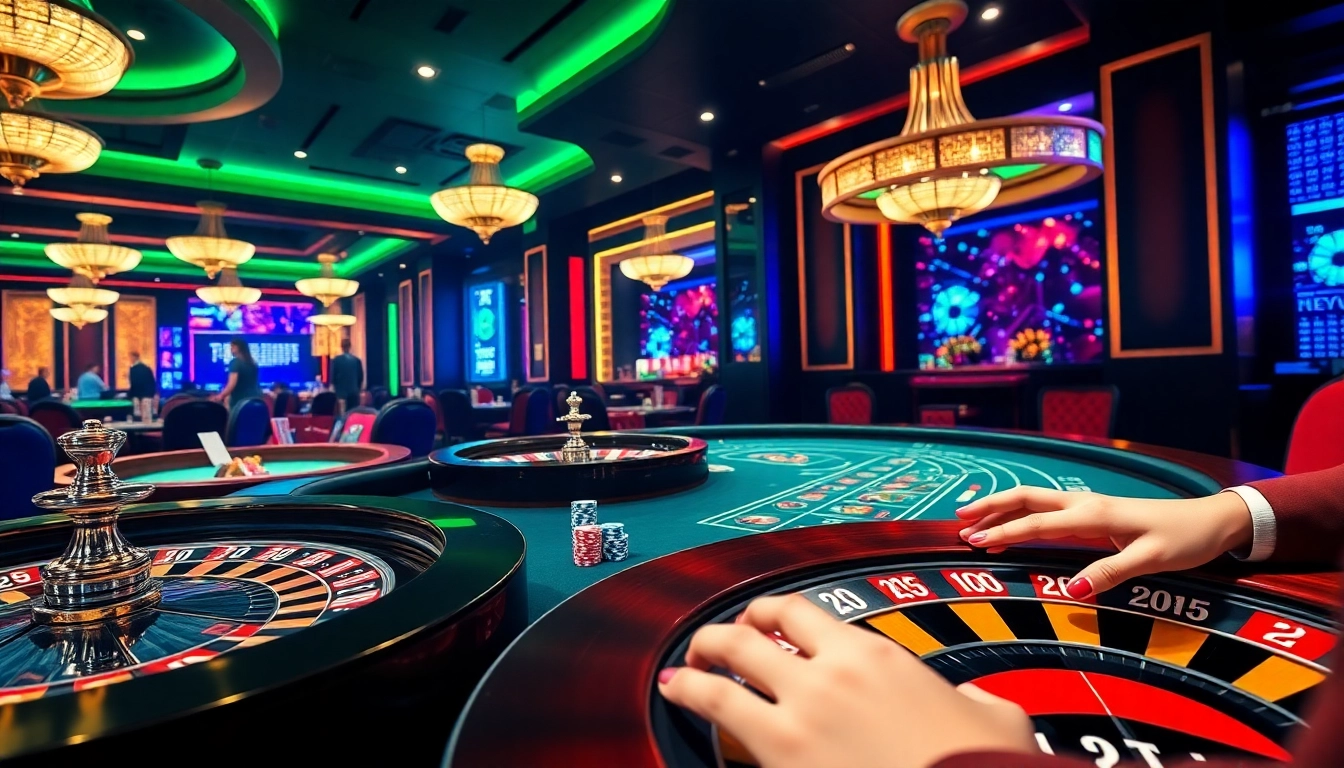 Tactics for winning at Tài Xỉu MD5 displayed in a vibrant casino setting with players and dice.