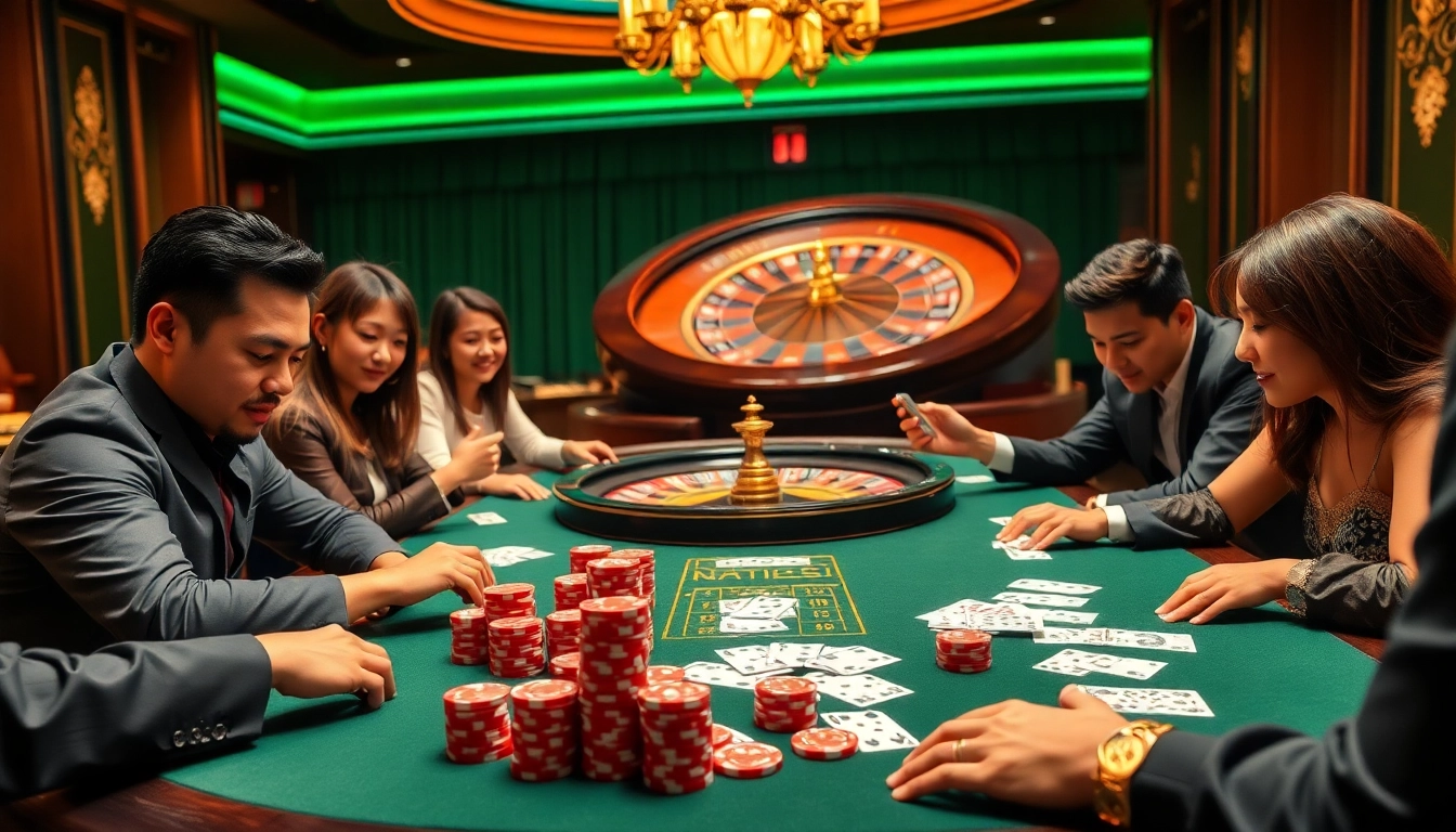 Engaged gamblers at situs apiraja88 poker table with vibrant chips and cards.