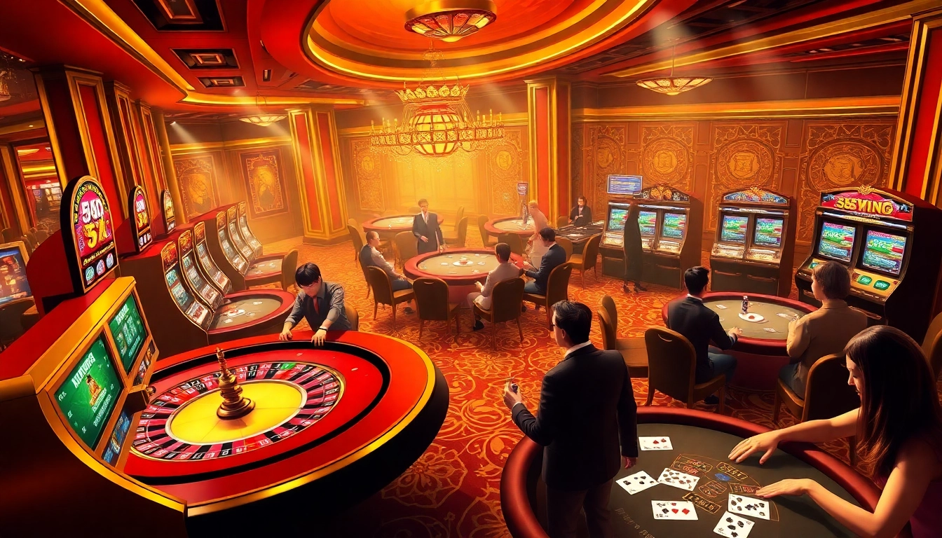 Players winning and betting at glamorous casino tables and machines featuring 555win.