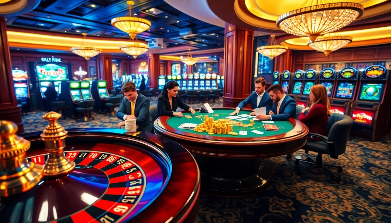 Engaging casino action at https://c168.it.com with roulette, poker players and vibrant atmosphere.