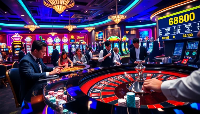 Experience thrilling gaming excitement at 688v with vibrant casino elements and professional gamblers.