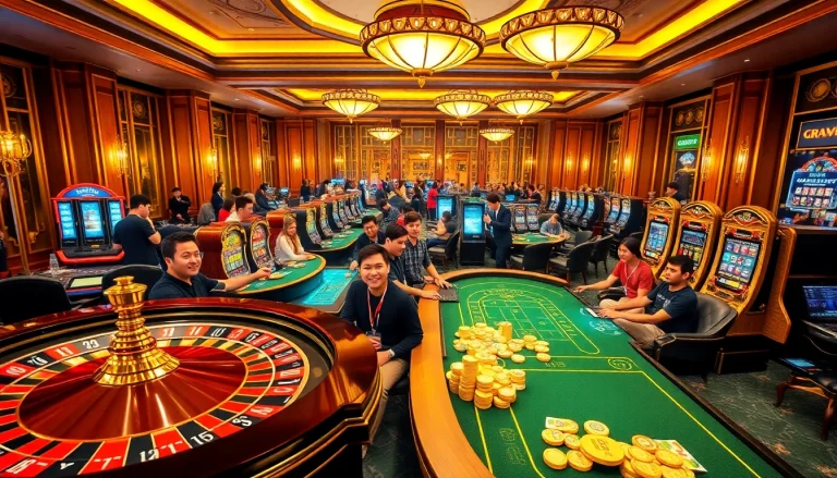 Engage in the thrilling gaming atmosphere at https://dh88.site/ with diverse players celebrating casino wins.
