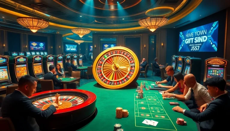 Experience the excitement of winning at https://www.jl55.app/ with vibrant casino elements and players engaged in games.