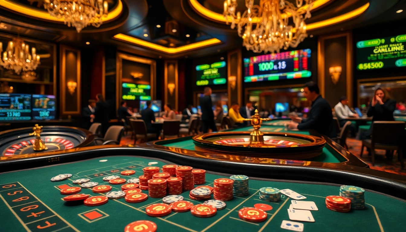 Exciting casino scene at betbdt.art featuring vibrant gaming tables and engaging players.