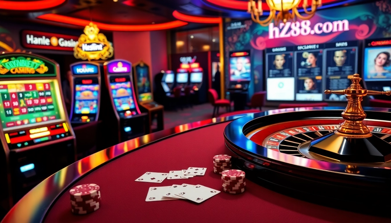 Experience the thrill of gaming at hz88.com with exciting poker chips and elegant casino tables.