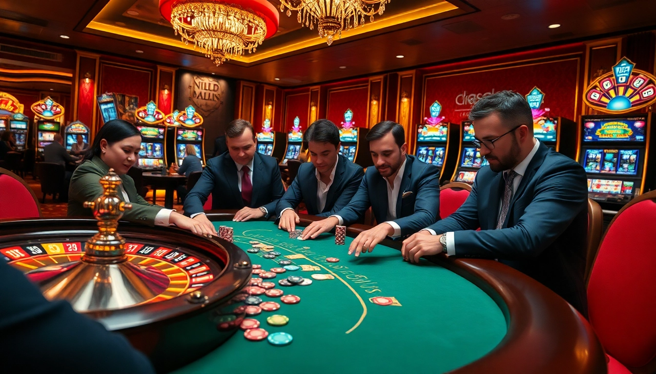 Exciting poker game at a luxurious casino featuring rik vip elements with vibrant chips and cards.